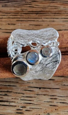 Estelle Ring 925ér Silber Labradorit mattiert durchbrochen  Größe 62 - Bild 1 von 2