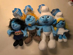 2013 Smurfs Stuffed Plushes Set of 4 Clumsy, Hackus, Vexy, Smurfette - Picture 1 of 14