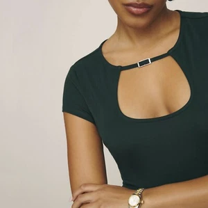 Reformation Oden Knit Dress XS UK6-8 Green Sexy Cutout Buckle Mini SOLDOUT £148 - Picture 1 of 21