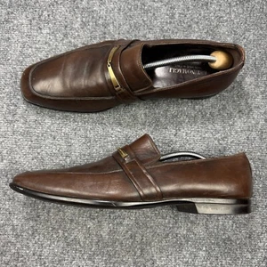 Bruno Magli Shoes Mens 11.5 Brown Leather Horse Bit Slip On Hand Made in Italy - Picture 1 of 18