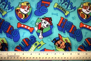David Textiles Paw Patrol Chase Pups Rule Hero By the 1/2 yard cotton fabric - Picture 1 of 2