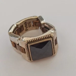 Men's Ring Watch Strap Black Fasted Retro Silver 925 Bronze Vintage 7.5 Woman - Picture 1 of 19