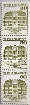 Alemania 1982 DEUTSCHES BUNDEPOST, Scott #1810a, tira vertical de 3-80 Pf COMO NUEVO Foto 1 de 4