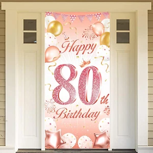 Rose Gold 80Th Birthday Party Decoration for Woman, Rose Gold 80Th Birthday Bann - Picture 1 of 12