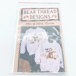 Vintage Bear Thread Applique Designs Mr. and Mrs. Crow New Unused Dianna Akers - Picture 1 of 3