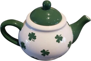 St Saint Patricks Shamrock Clover Ceramic Teapot Tea Pot - 4 Cup Irish - Picture 1 of 3