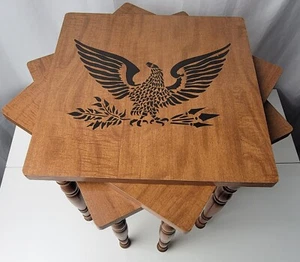 Set Vtg Mcm Stacking Nesting Tables TV Snack Plant Stand EAGLE - Picture 1 of 5