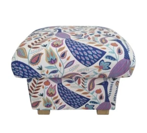 Storage Footstool Fryetts Peacocks Amethyst Fabric Pouffe Footstall Birds Accent - Picture 1 of 24