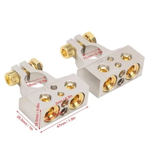 ⁺Positive Negative Battery Terminals Connector 0/4/8/10 Gauge Terminal Clamp - Picture 1 of 18