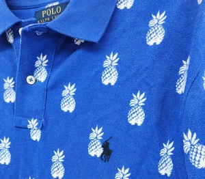Polo Ralph Lauren blau Multi klassische Passform Ananas Druck Golf Polo Shirt Large - Bild 1 von 5