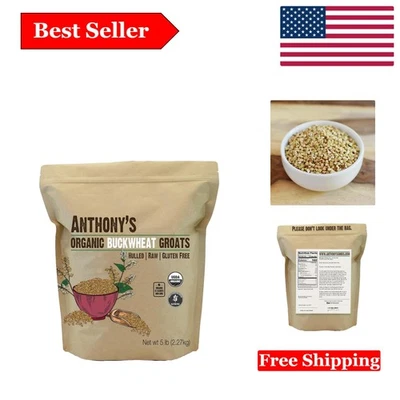 Grumos de trigo mourisco descascados orgânicos Anthony's – sem glúten e não transgênicos, 5 lb - Imagem 1 de 4