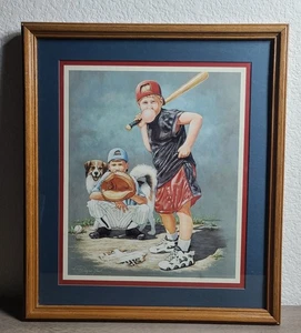 Home Interiors & Gifts Boys playing Baseball print Dwayne Neal 14x17  - Picture 1 of 5