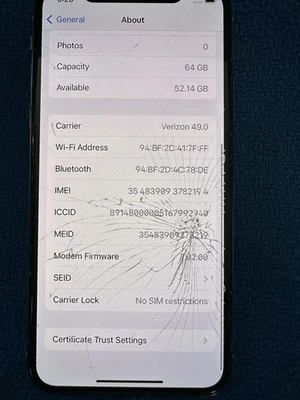 iPhone X 64 GB TAL CUAL para piezas Foto 1 de 4