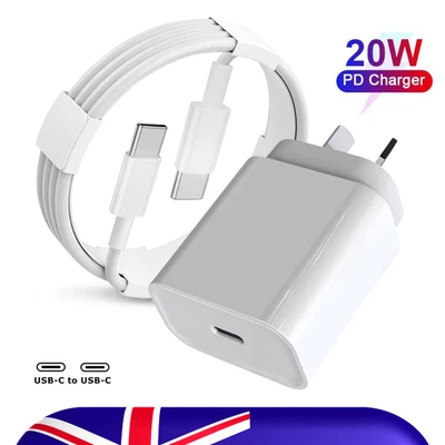 USB C Plug Fast Charger PD 20W For iPhone 17 16e 15 Pro Type C-C Adapter Cable - image 1 of 4