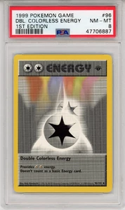 1999 POKEMON GAME DBL. COLORLESS ENERGY 1ST EDITION - PSA 8 - #96 96/102 GENUINE - Picture 1 of 2