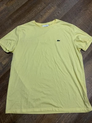 Lacoste Mens Short Sleeve Crew Neck Pima Cotton Size 6 XL  T-Shirt Yellow EUC - Image 1 of 4