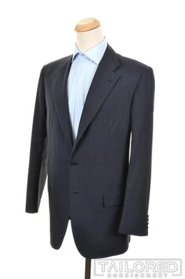 Jaqueta casaco esportivo KITON azul sombra listrada blazer de lã - UE 54 / EUA 44 L - Imagem 1 de 4