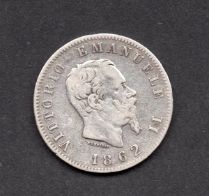 1 Lira Vittorio Emanuele II. König von Italien - Münze Turin - Jahr 1862 - R2 - Bild 1 von 2