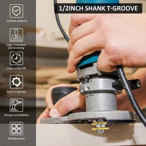 2Pcs 1/2inch Shank Tongue and Groove Router Bit Set Carbide T-Shape 3 paXRU - Picture 1 of 11
