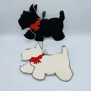 Zak Designs Scottish Terrier Hot Pads Pot Holders Black & White Scottie Dog Vtg - Picture 1 of 5