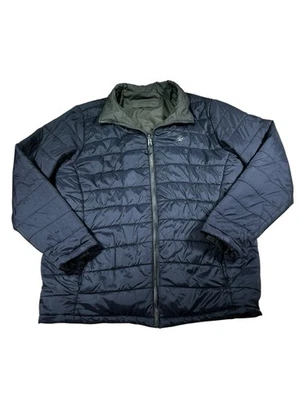Chaqueta acolchada Izod informal reversible resistente a la lluvia negra verde para hombre mediana Foto 1 de 4