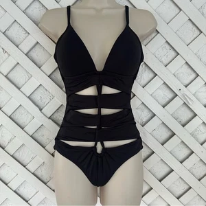 Sexy traje de baño de una pieza con tiras Kenneth Cole talla pequeña negro - Imagen 1 de 5