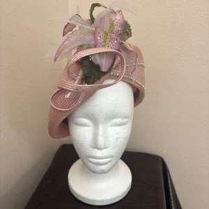Sombrero Jack Mcconnell Vintage Rosa Con Flor, Hermosos Diseños de Estrás - Imagen 1 de 23