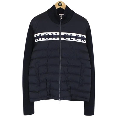 Moncler Navy Blue and White Full Zip Wool/Nylon Cardigan Jacket - Image 1 of 4