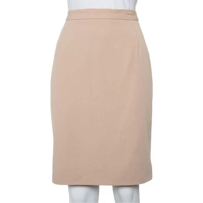 NWT MaxMara Beige Blush Wool Knee Length Pencil Skirt Size 6 Luxury Designer - Image 1 of 4