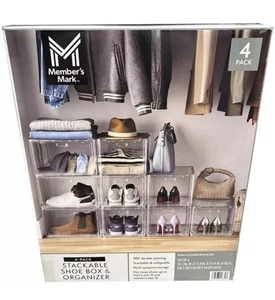 Member's Mark Stackable/Collapsible Shoe Box & Organizer, 4 Pack - Picture 1 of 1
