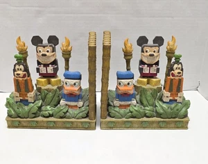 DISNEY PARKS SOUVENIR TIKI BUCHSTÜTZE SET MICKEY MOUSE DONALD DUCK GOOFY Polynesisch - Bild 1 von 7