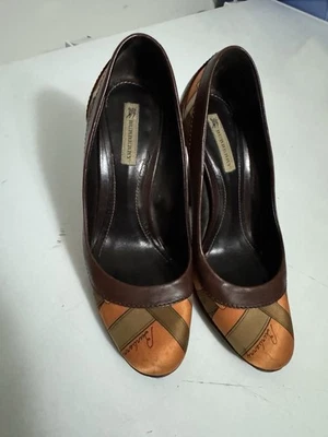 Burberry Brown OrangeLeather Pumps Heels EU 37 US 6.5 - Image 1 of 4