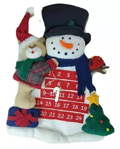 Snowman Teddy Bear 24 Days Of Christmas Countdown Wall Hanging Stuffed Plush - Picture 1 of 5