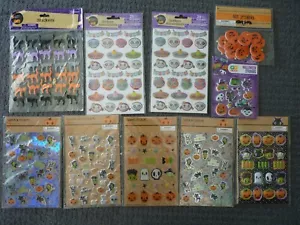 Halloween Sticker Lot (10) Sealed Pkgs Puffy Enamel Glitter Dimensional Felt - Picture 1 of 8