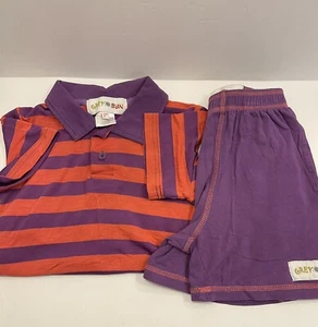 Grey Sun by Ruffle Girls boutique Boy Short Set Purple /Orange Sz 24 Mon EUC - Picture 1 of 9