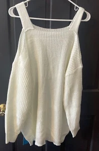 Cupshe Women’s Cold Shoulder Knit Pullover Sweater Cream Ivory Large NWT - Picture 1 of 3