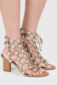 NEW ALEXANDER WANG Rainey Studded Lace Up Sandal, Clay Suede, EUR 38 M, MSRP$750 - Picture 1 of 10