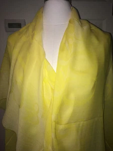 NEW Tiffany & Co. yellow cotton HUGE thin T&CO Block scarf wrap shawl ITALY - Picture 1 of 6