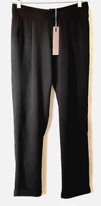 Anthropologie Hazel Dress Pants Womens Small Black Cuffed Hem Lightweight NWT - Picture 1 of 11