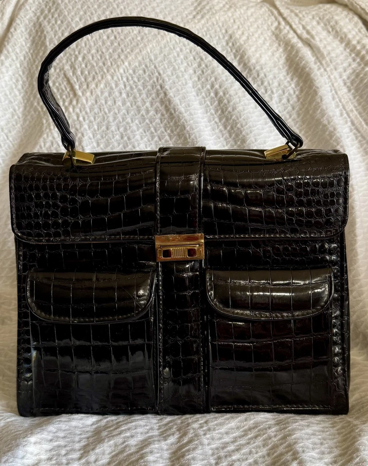 Bolsa de mão vintage MCM Classic Tramontano jacaré. Do Napoli Itália com bolsa.  - Imagem 1 de 4