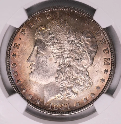 1881 NGC MS62 Morgan silver dollar Toned Cover