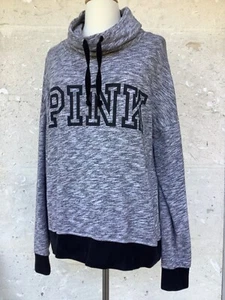 Sudadera Victoria's Secret Rosa Mediana Gris Jaspeado Logo Relajado Capucha Cuello - Imagen 1 de 14