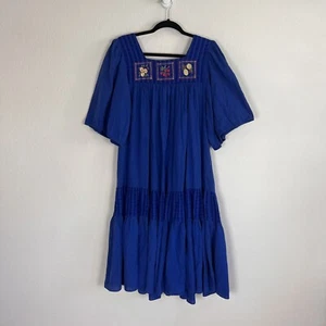 Ropa Of California Vintage Blue Tiered Peasant Midi Cottagecore Dress Fruit Med - Picture 1 of 12