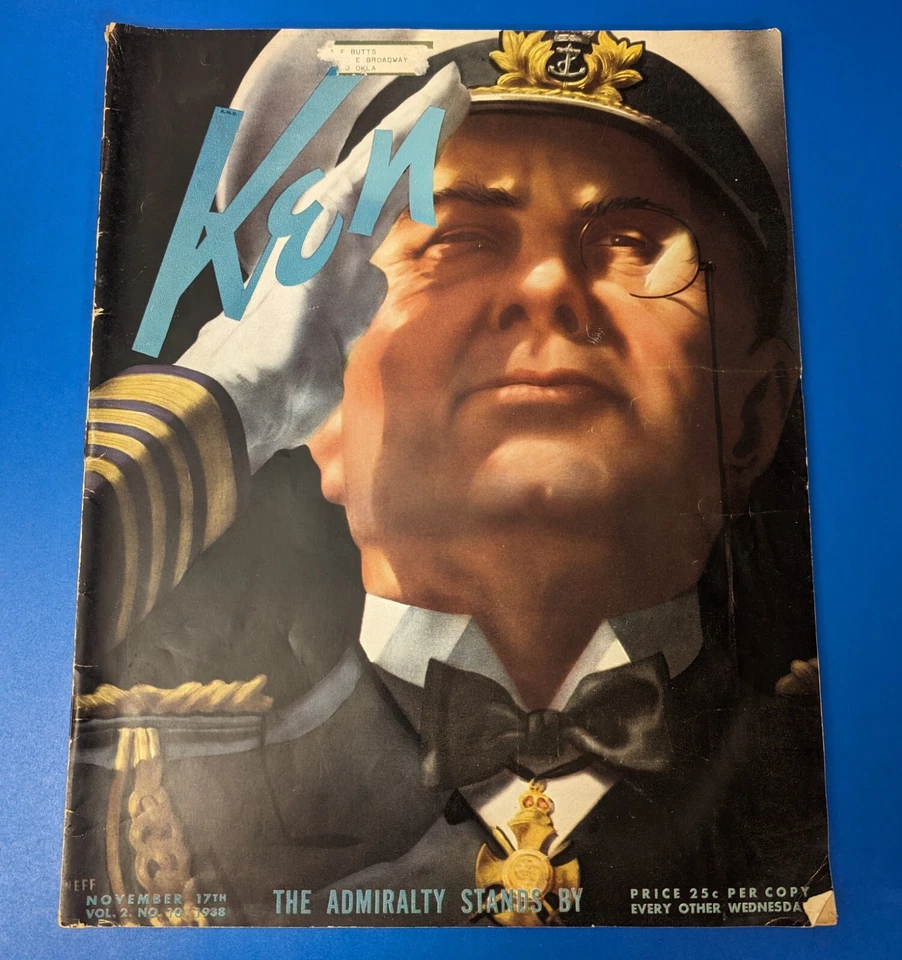 Vintage Ken Magazine - Nov 1938 - 1930s Photos Ads World News Art War Politics - Image 1 of 4