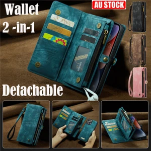 Wallet Case For iPhone 16e 16 15 14 13 12 Pro Max 7 8 Magnetic Detachable Cover - Picture 1 of 69
