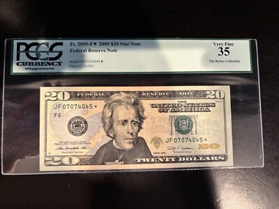 DBR 2009 $20 FRN Atlanta STAR Fr. 2095-F* PCGS 35 Serial JF07074045* - Image 1 of 2