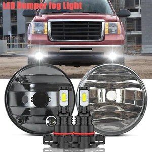 For 2007-2013 GMC Sierra 1500 2500 3500 Round LED Bumper Fog Lights Assembly - Picture 1 of 14