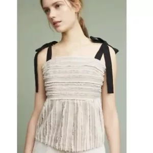 MAEVE Anthropologie Gris Soeli Cinta Texturizada Corbata Hombro Lazo Top Sin Mangas M - Imagen 1 de 10