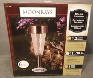 New Moonrays 91744 Metal Solar Outdoor Light Pack of Six 12" 1.2 Lumens 8 Hour - Picture 1 of 7