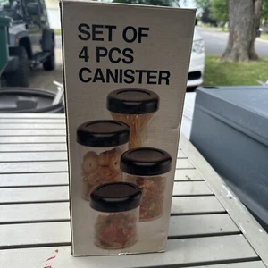 VTG SET-4 Clear Plastic Canisters Airtight Seal Locks In Freshness. Easy Grips - Picture 1 of 3